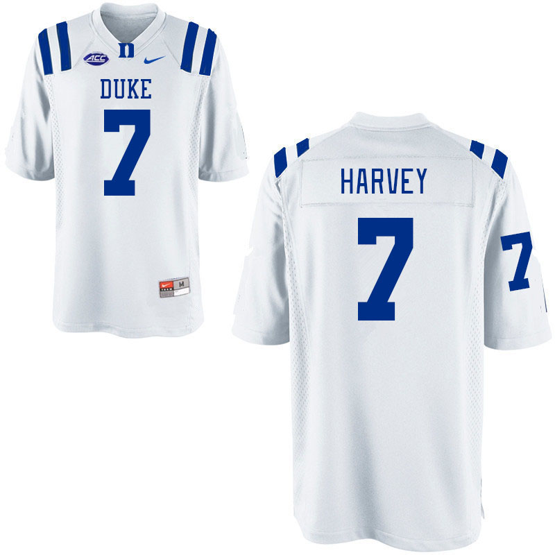 Men #7 Javon Harvey Duke Blue Devils College Football Jerseys Stitched-White